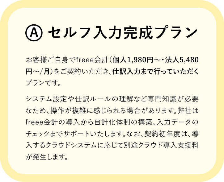 記帳支援プランA セルフ入力完成プラン